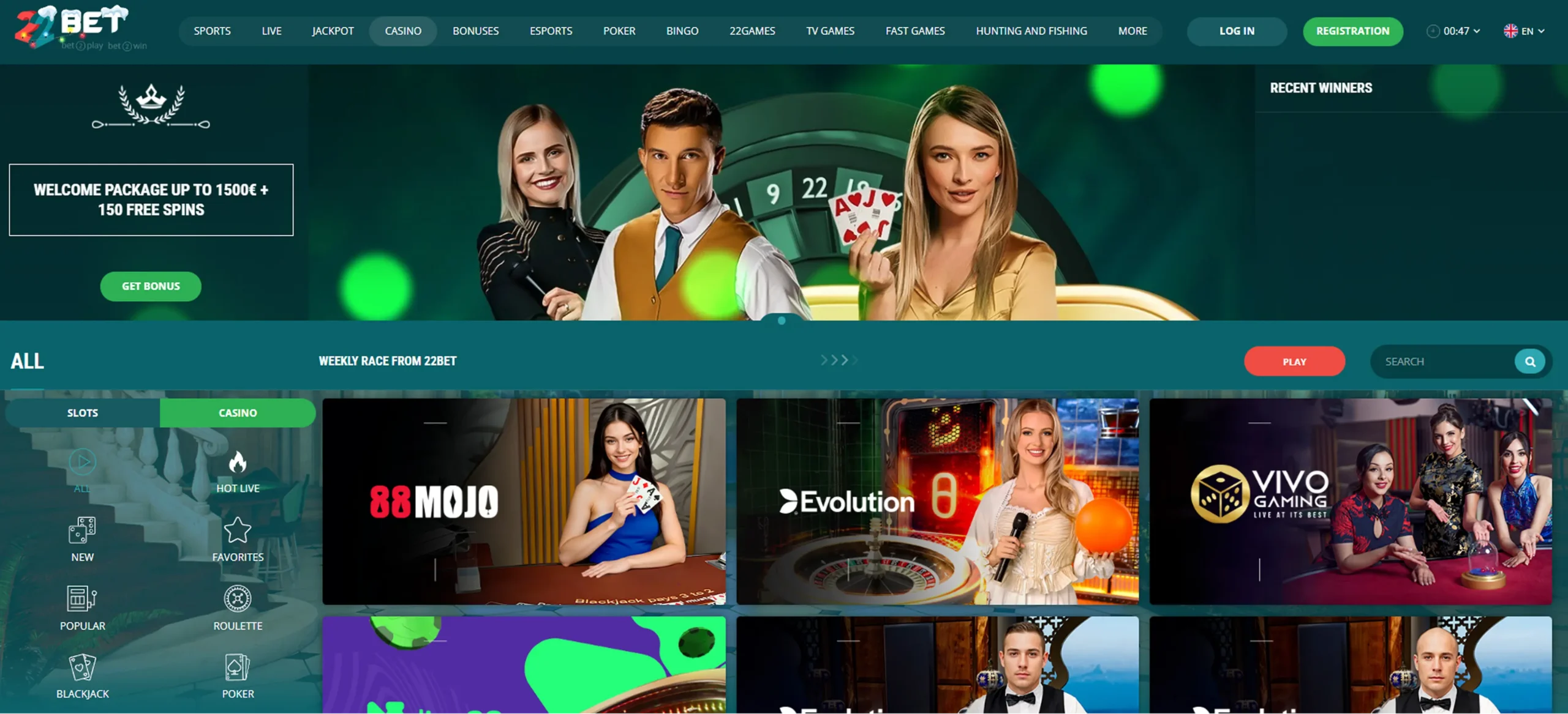 22Bet Živo Kazino